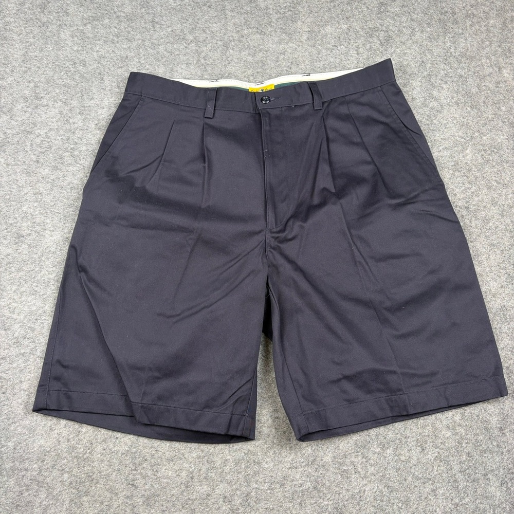 Duck Head Shorts Mens 36 Navy Blue Pleated Front Cotton Chino Casual Classic